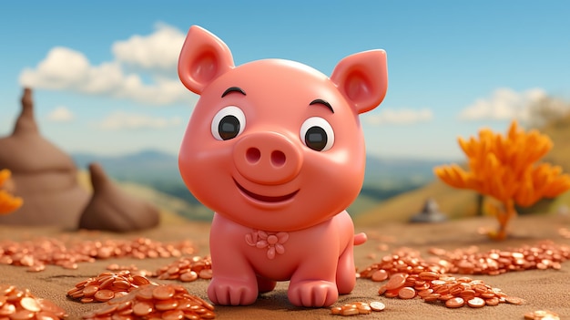 Le personnage de cochon de dessin animé 3D