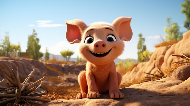 Le personnage de cochon de dessin animé 3D