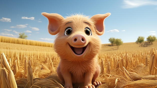 Le personnage de cochon de dessin animé 3D