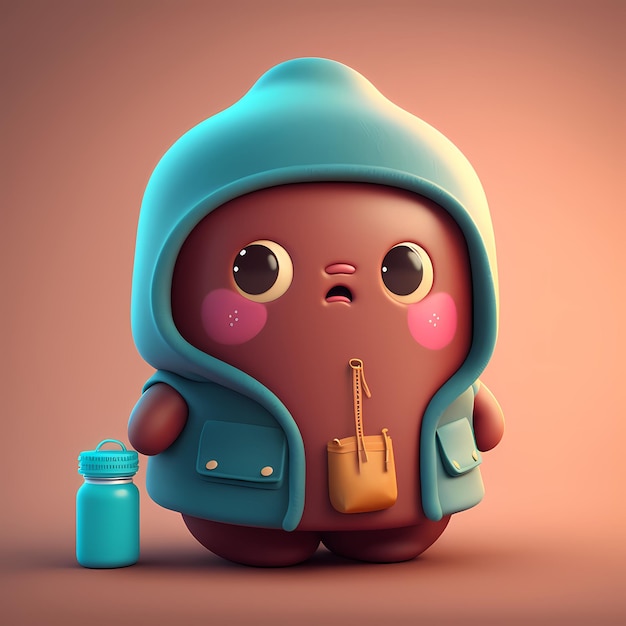 Personnage de conception 3D kawaii adorable et mignon Illustration