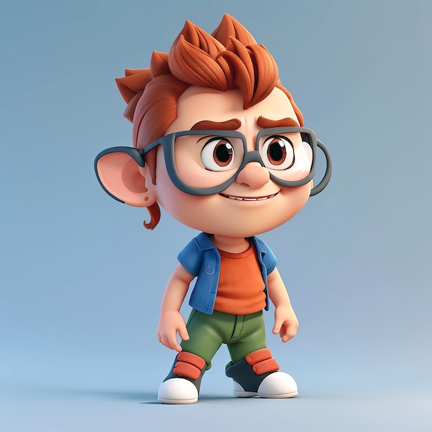 Un personnage de dessin animé 3D drôle d'une petite IA générée