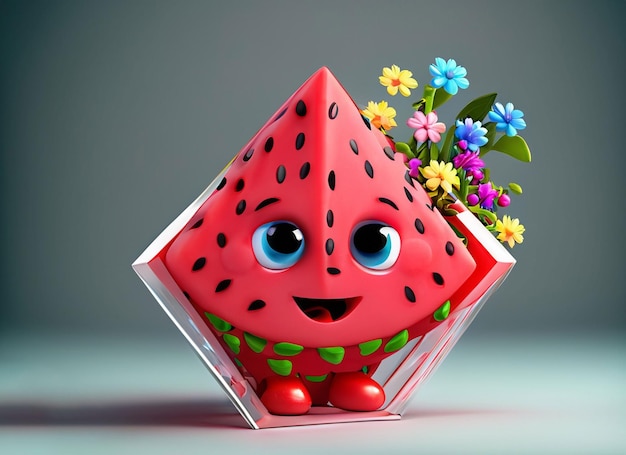 Personnage de dessin animé 3D de fruits