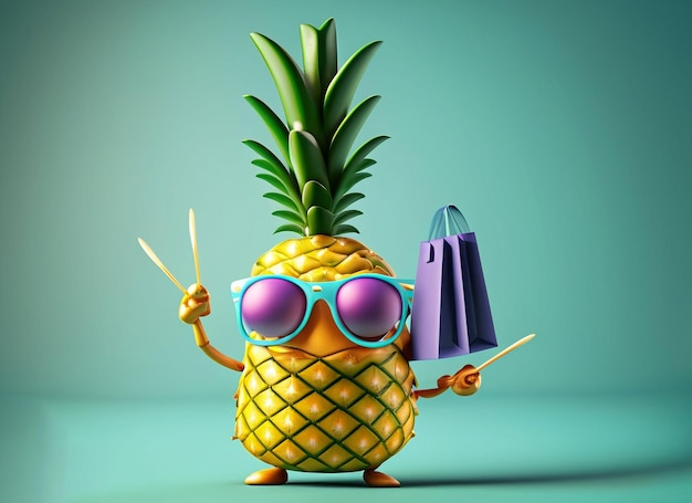 Personnage de dessin animé 3D de fruits