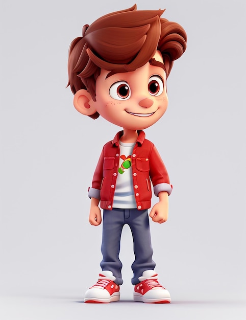 Personnage de dessin animé 3D Happy Boy Arrière-plan blanc