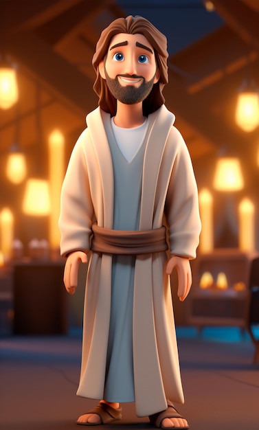 Personnage de dessin animé 3D de Jésus-Christ