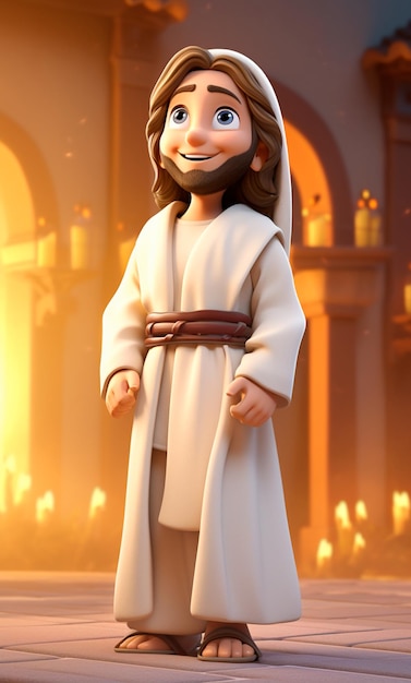 Personnage de dessin animé 3D de Jésus-Christ