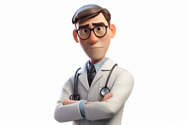 Personnage de dessin animé 3D d'un médecin