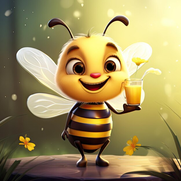 Photo le personnage de dessin animé de l'abeille