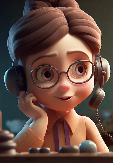 Un personnage de dessin animé avec un appel téléphonique sur son oreille.