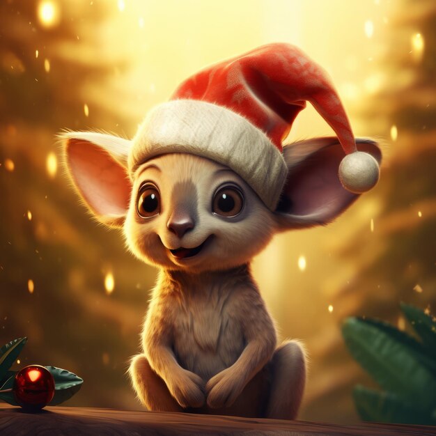 Le personnage de dessin animé Baby Kangaroo porte des vêtements de Noël
