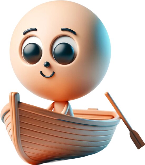 Photo un personnage de dessin animé avec un bateau et un bâton de bois