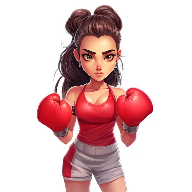 Photo personnage de dessin animé de boxe à fond blanc