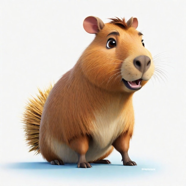 Un personnage de dessin animé capybara sur un fond blanc