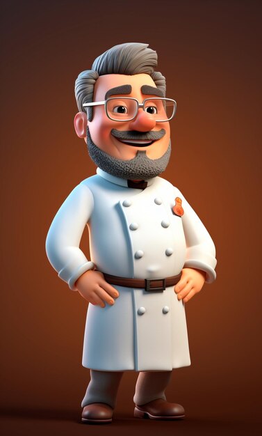 Photo personnage de dessin animé de chef homme 3d