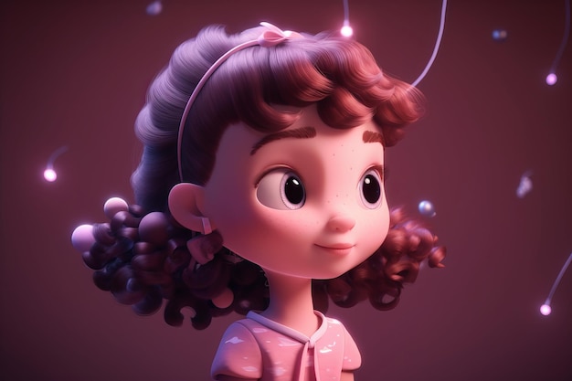 Un personnage de dessin animé avec une chemise rose qui dit "pixar" dessus