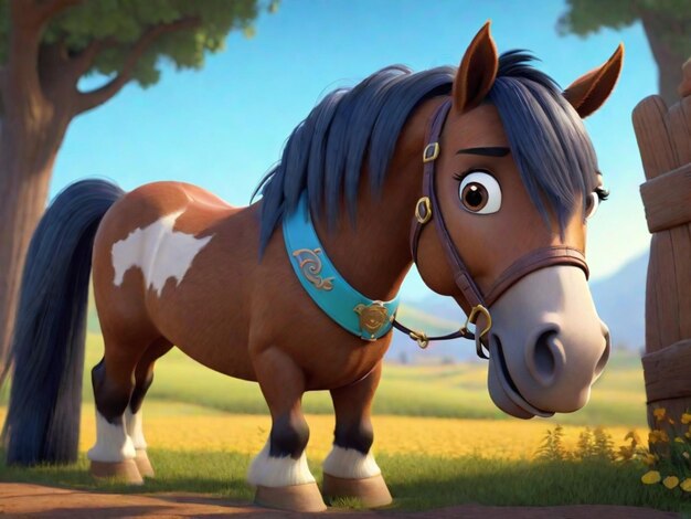 Photo un personnage de dessin animé de cheval en 3d
