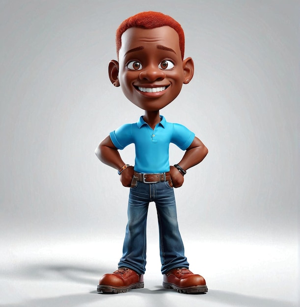 un personnage de dessin animé avec des cheveux roux et une chemise bleue