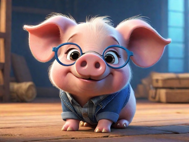 Photo un personnage de dessin animé de cochon en 3d