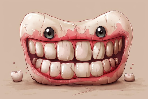 Le personnage de dessin animé de la dent est un dentiste une illustration de mascotte de dentiste mignonne