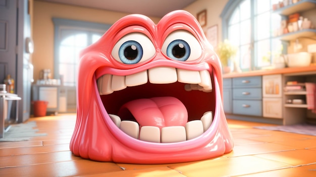 Un personnage de dessin animé avec des dents et des yeux pointus