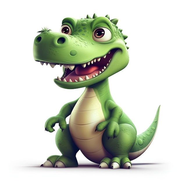 personnage de dessin animé de dinosaure rex sur un fond blanc