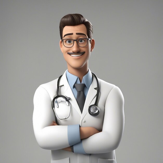 Personnage de dessin animé de docteur 3D généré par l'IA