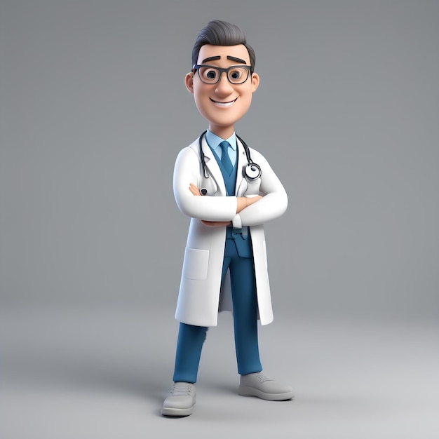 personnage de dessin animé de docteur 3D