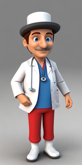 personnage de dessin animé de docteur 3D