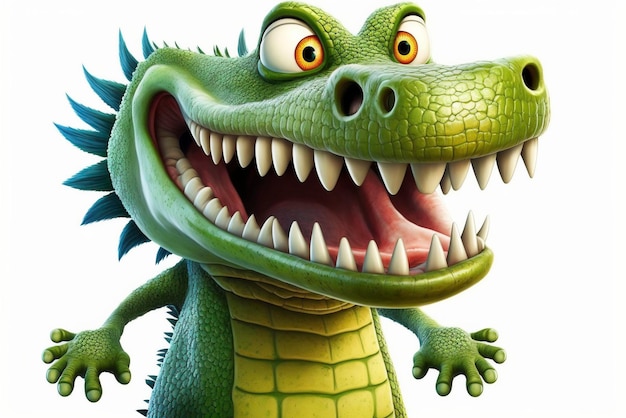 Un personnage de dessin animé avec un dragon vert sur le dessus.