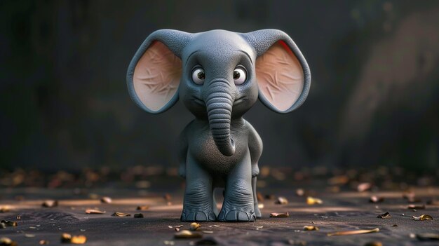 Un personnage de dessin animé d'éléphant mignon