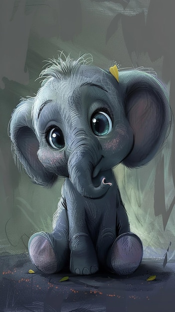 Un personnage de dessin animé d'éléphant mignon