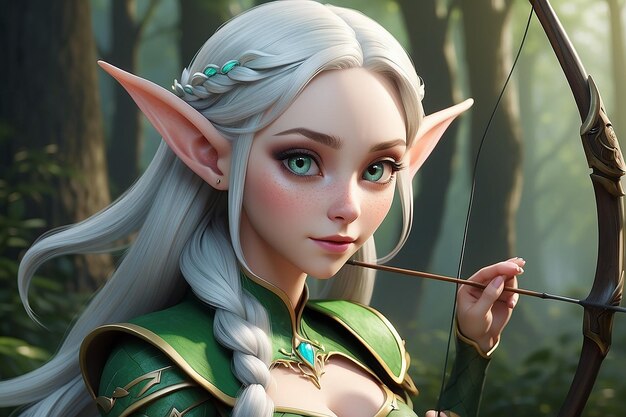 Photo le personnage de dessin animé enigmatic elf 3d