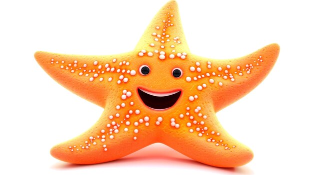 Un personnage de dessin animé d'étoile de mer orange joyeux avec un large sourire