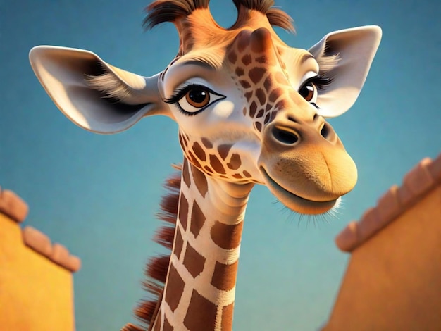 Un personnage de dessin animé de girafe 3D