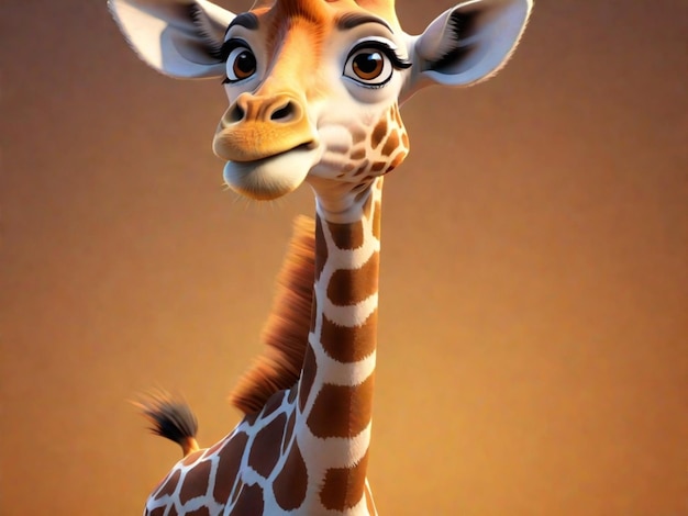 Un personnage de dessin animé de girafe 3D