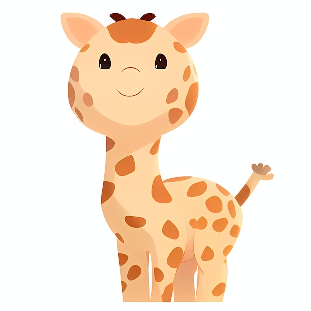 Personnage de dessin animé de girafe Mignon petit animal illustration sur fond blanc AI