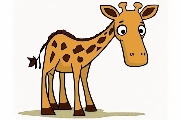 Personnage de dessin animé de girafe surpris Generative AI