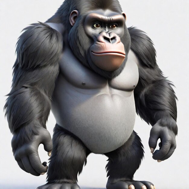 Photo un personnage de dessin animé de gorille sur un fond blanc