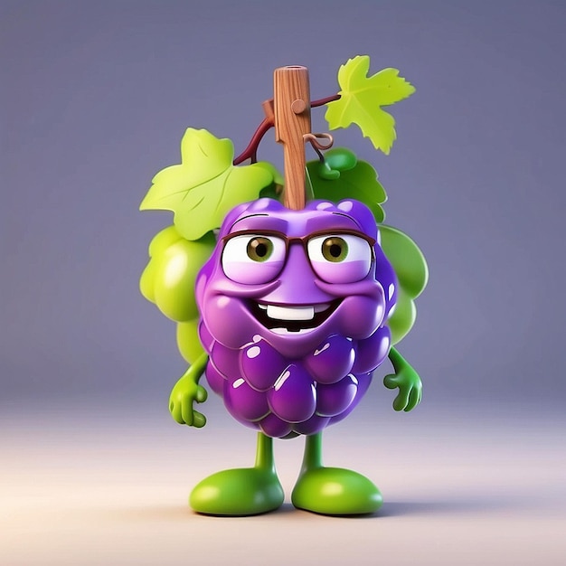 Le personnage de dessin animé Grape en 3D