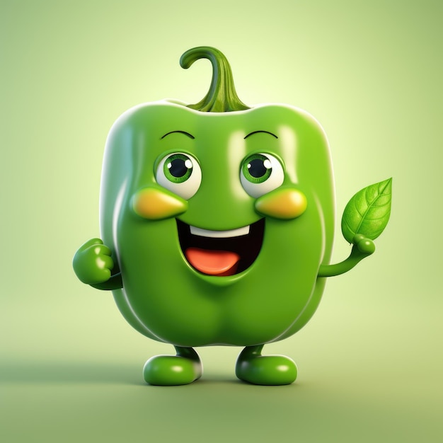 Le personnage de dessin animé Green Bell Pepper