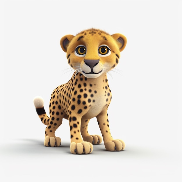 Un personnage de dessin animé de guépard animal en 3D un symbole de vitesse et d'agilité