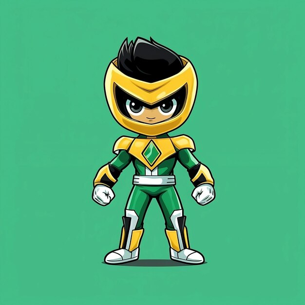 Un personnage de dessin animé d'un guerrier ninja vert et jaune