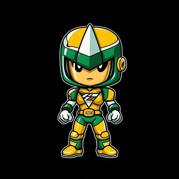 Un personnage de dessin animé d'un guerrier ninja vert et jaune