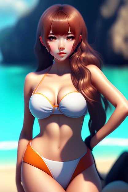 Un personnage de dessin animé avec un haut de bikini qui dit "je suis une fille"