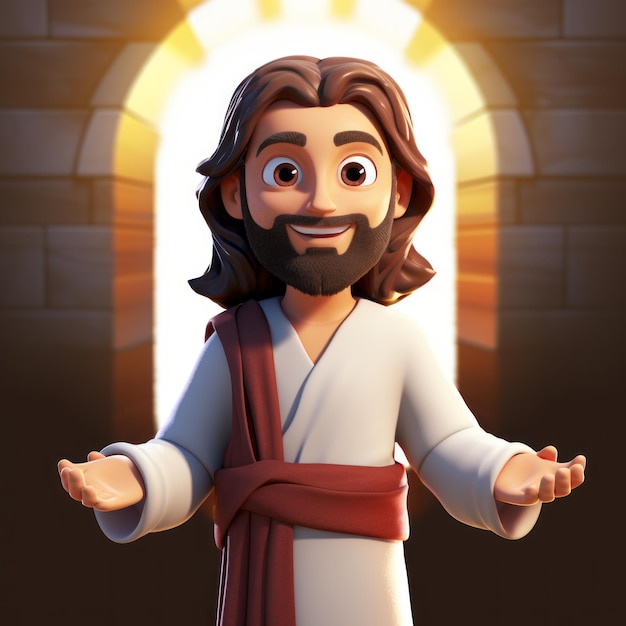 Personnage de dessin animé de Jésus en 3D