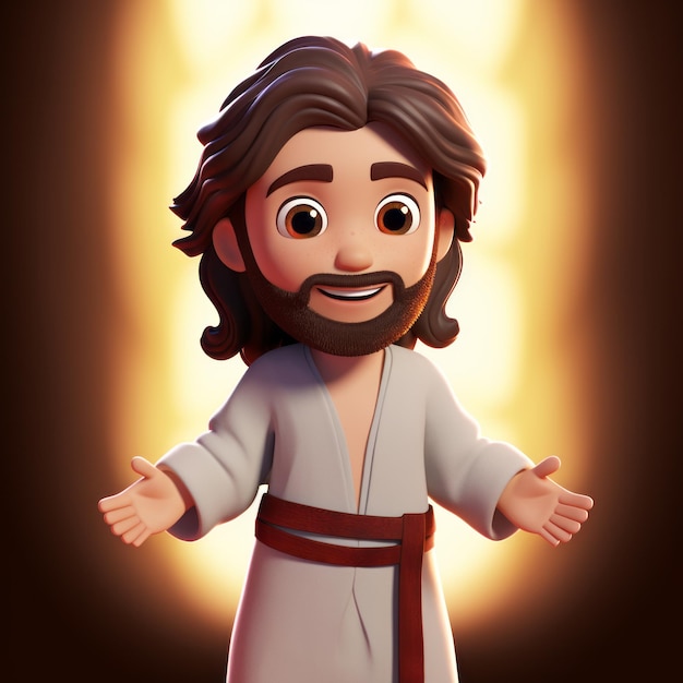 Personnage de dessin animé de Jésus en 3D