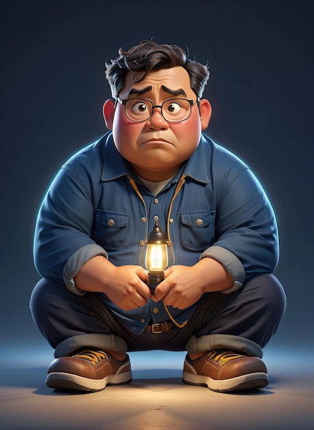 un personnage de dessin animé avec des lunettes et une ampoule