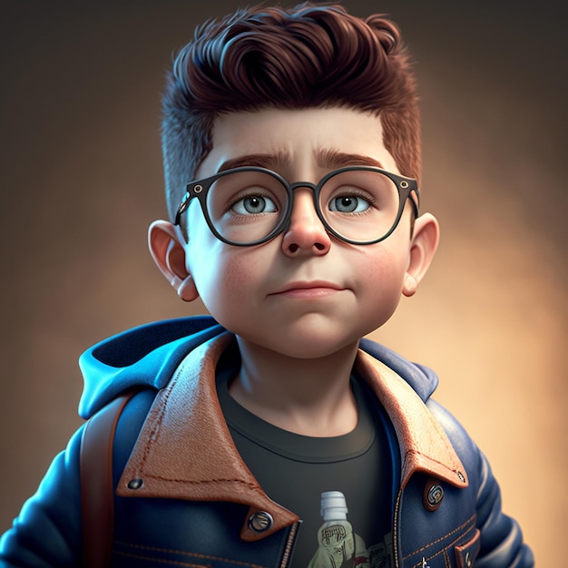 Un personnage de dessin animé avec des lunettes et une veste qui dit "je suis un garçon"