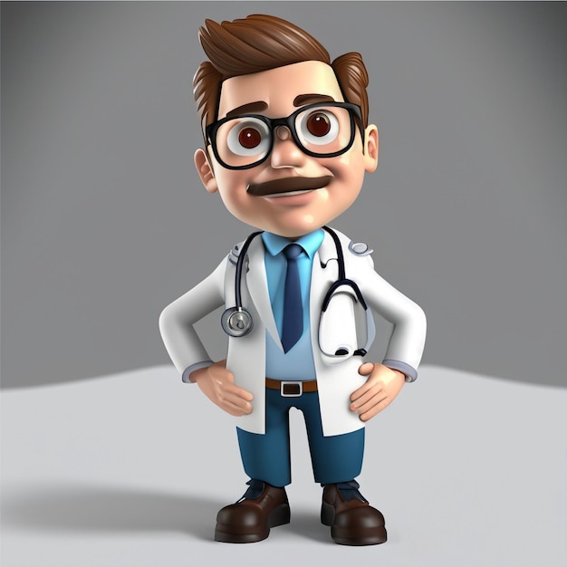 personnage de dessin animé de médecin 3d