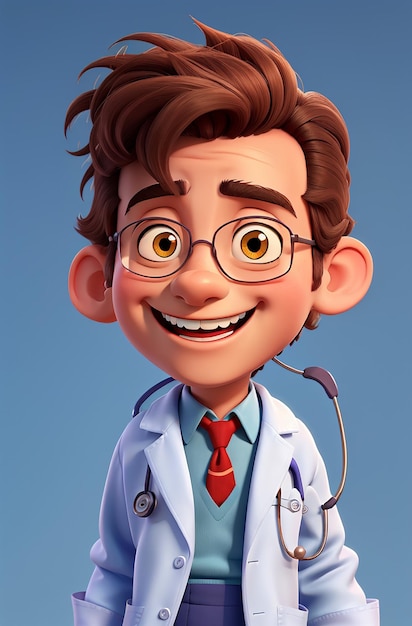 Photo personnage de dessin animé de médecin souriant en 3d